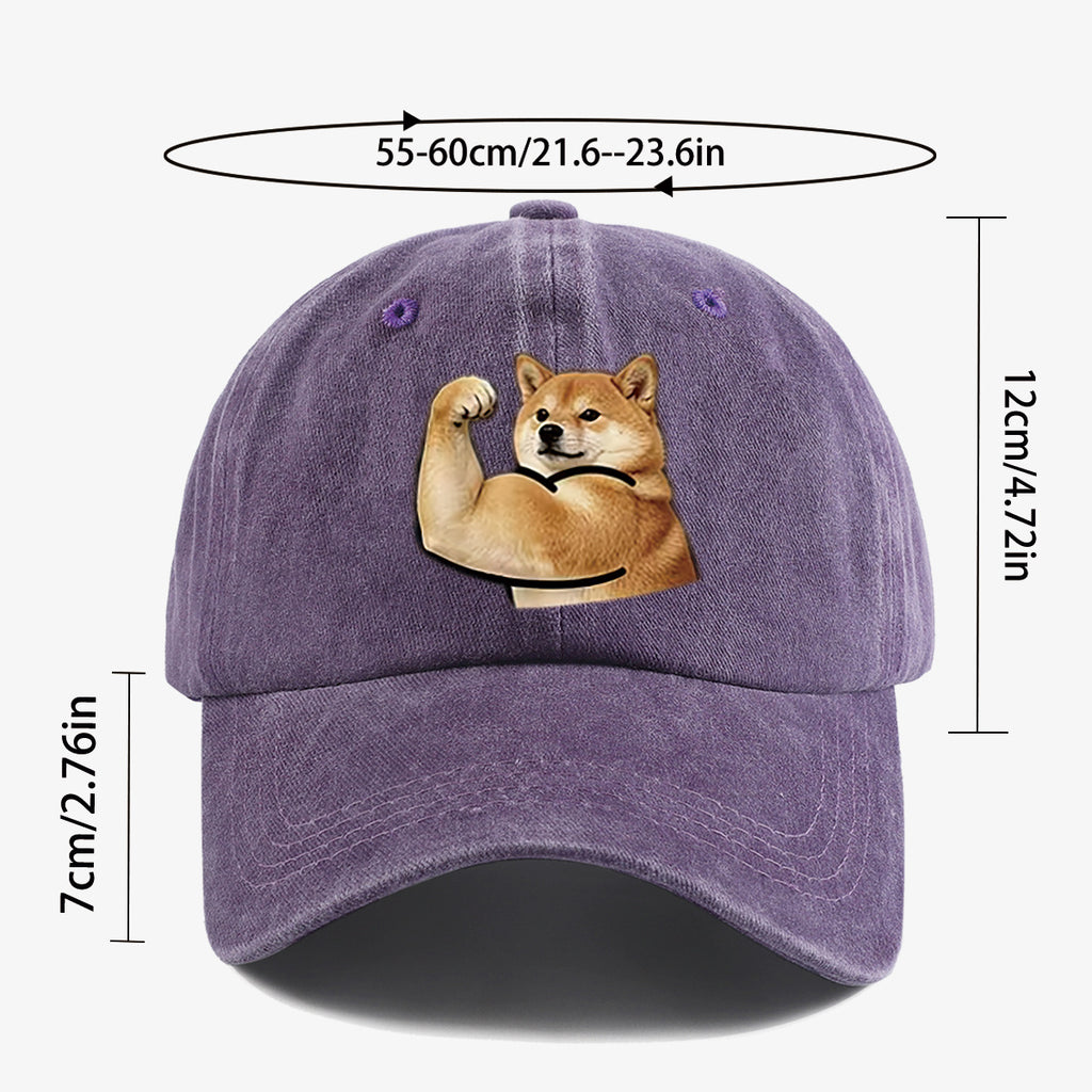 1pc Shiba Inu Muscle Arm Fun Print Baseball Cap Unisex Same Style Slimming Fashion Adjustable Size Street Trend Hat Daily Casual Hat Outdoor Hiking Hat Travel Outing Hat Party Styling Hat Versatile Duckbill Hat Festival Birthday Gift Ideal Choice Fo