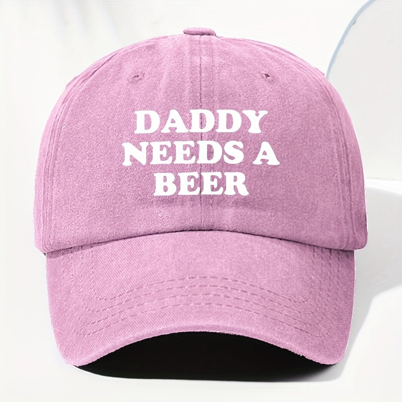Men' & Women' "Dad Needs Beer" Print Vintage Washed Trucker Hat - Adjustable Lightweight Baseball Cap Suitable for All Seasons Outdoor Casual, Funny Humorous Gift for Dad, Beer Lovers, Daily Headwear (Black/Dark Gray)
