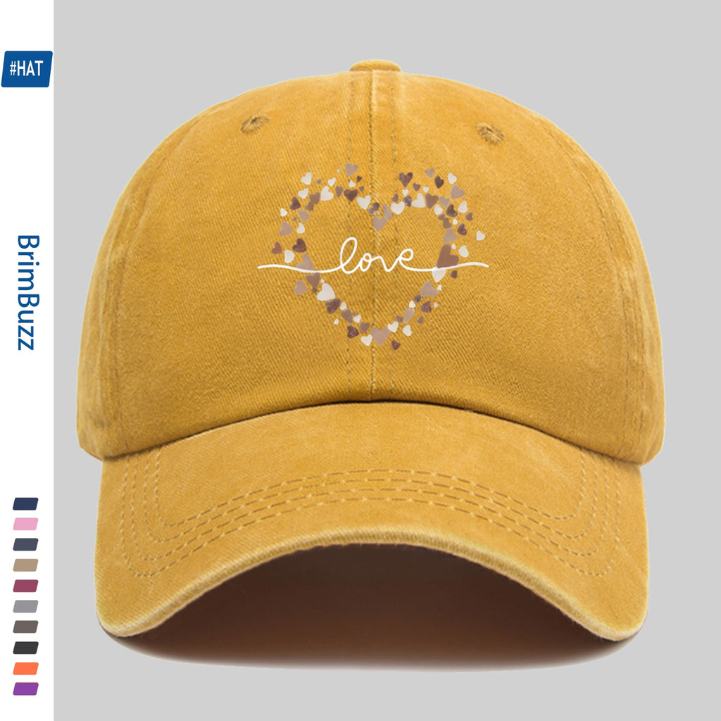 Minimalist Heart-Pattern Printed Baseball Cap, Unisex Sun Hat, Available in Multiple Colors, Dad Hat, Comfortable And Lightweight Sun Hat, Washed Vintage Cap, American Street Skateboard Cap, Vintage Accessory, Exquisite Gift for Women
