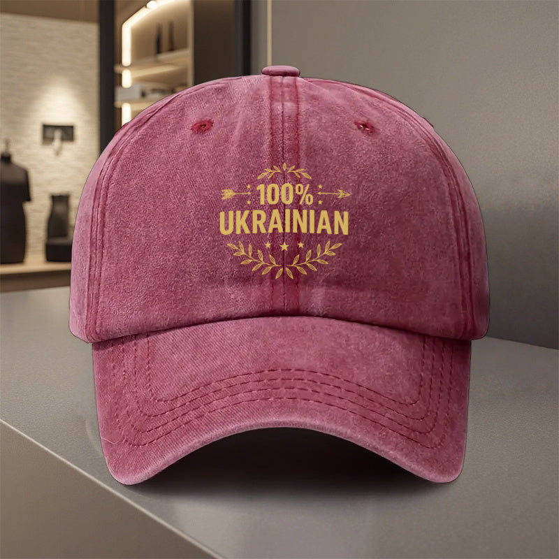 1pc, Adjustable Baseball Cap with "100% Ukrainian" Design, Polyester Fiber Lightweight Printed Craft, Suitable for Outdoor Sports And Camping Enthusiasts, Trendy Couple Hat, Golf Cap, Trucker Cap, Fashionable Baseball Cap