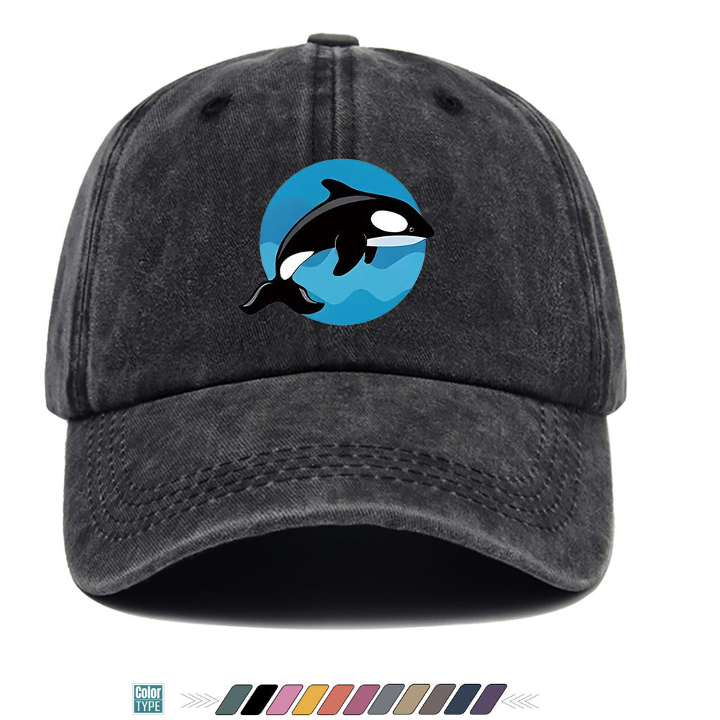 1pc Orca Leaping Over Waves Themed Printed Baseball Cap, Comfortable and Breathable Sun Hat, Stylish, , and Beautiful, Unisex Adjustable Baseball Cap, Casual Street Fashion Hat, Beach Vacation Sun Hat, Suitable for Outdoor Outings, Beach Parties