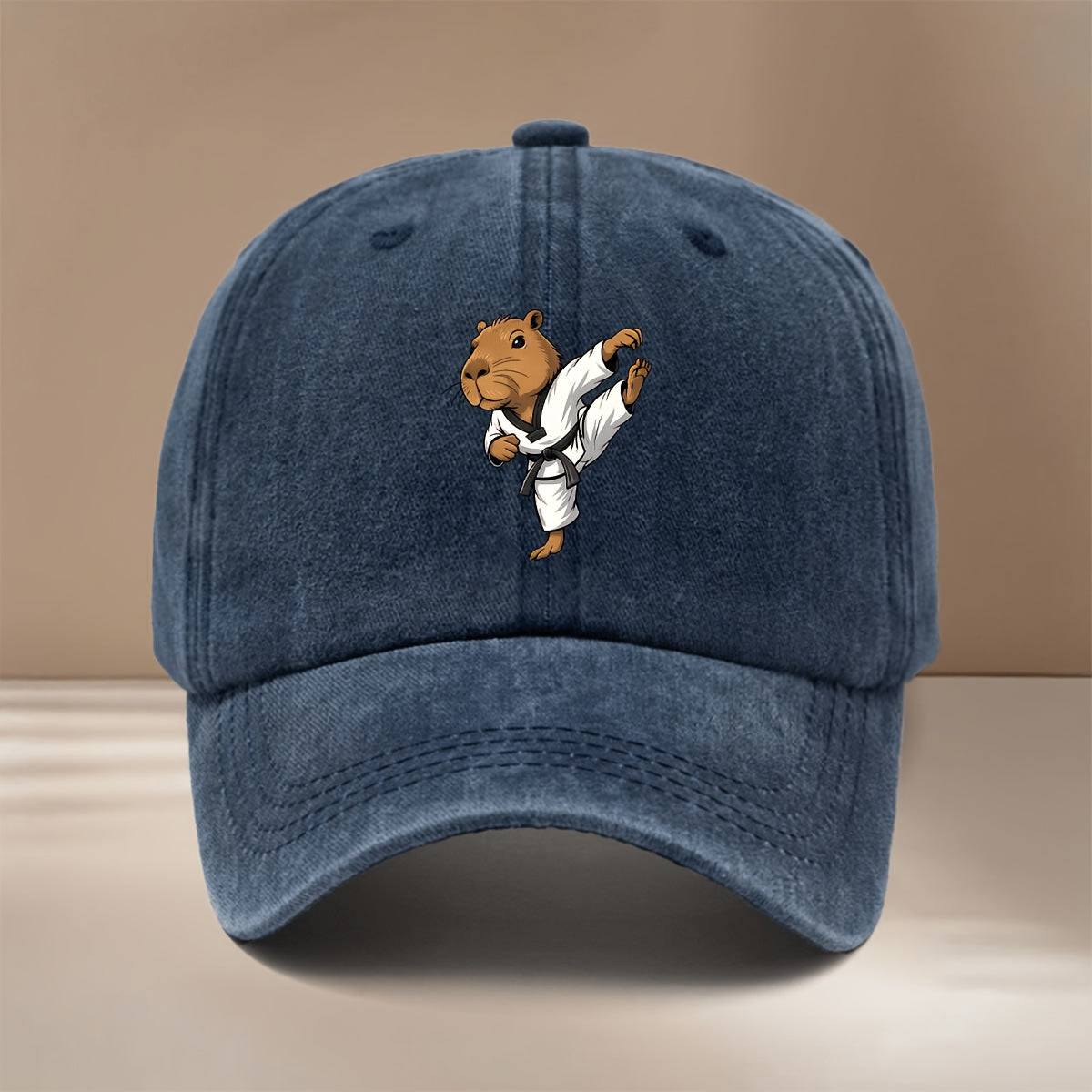 This Is a Comfortable And Stylish Baseball Cap Featuring a Capybara Design Related to Taekwondo. It Has an Adjustable Size, Suitable for Both Men And Women, And Is Lightweight And Trendy. Perfect for Outdoor Activities, Gatherings, And Camping
