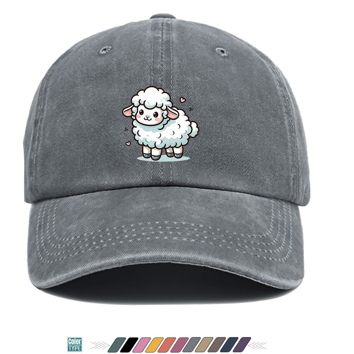 1pc Cute Cartoon Sheep Print Baseball Cap, Soft Breathable Sun Hat, Adorable Healing Style Fashion Hat, Unisex Adjustable Duckbill Cap, Casual Outing Hat, Girly Bestie Hat, Suitable for Picnics, Shopping, Strolling, Travel