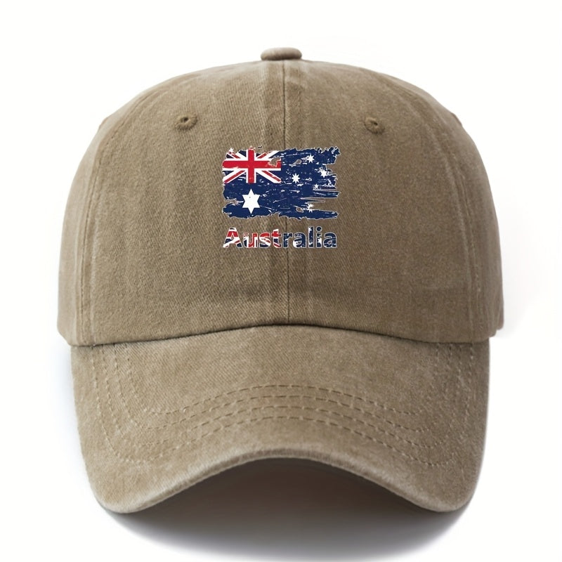 Unisex Australian Flag Baseball - Classic Retro Washed Lightweight Trucker Hat with Kangaroo & Southern Cross Design, Breathable Polyester for Outdoor, Travel, Camping, Casual Wear, Travel Accessory, Vintage Style, Durable Construction
