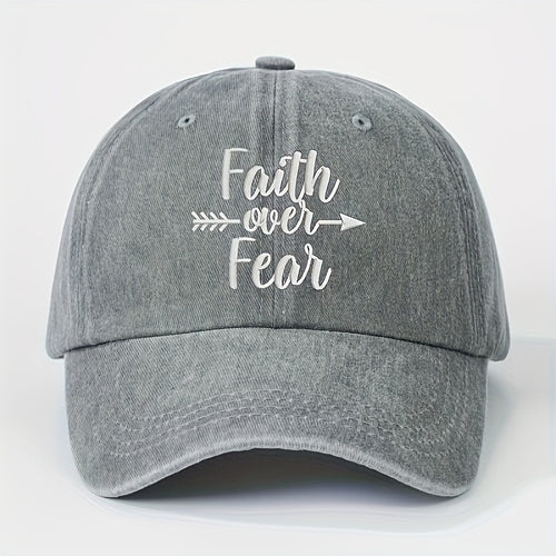 1 FAITHOVERFEAR (Rebranded as coolcheer) Adjustable Snapback Baseball Cap - Unisex Lightweight Breathable Trucker Hat with Curved Brim, Metal Buckle Closure, All-Season White Washed Look for Men & Women, Golf, Casual (Hand Washable) -