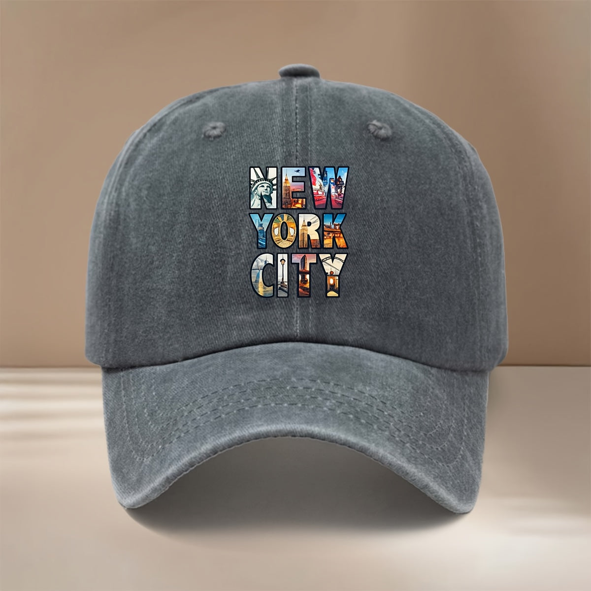 NEW YORK CITY Letter Cityscape Pattern Baseball Cap with Textured Comfort Hip-Hop Hat Unisex Curved Cap for Friends' Gatherings Camping Matching Lightweight Easy Duckbill Cap Individual Style Six-Panel Cap Casual Hat Trendy Fashion All-Season Adjust