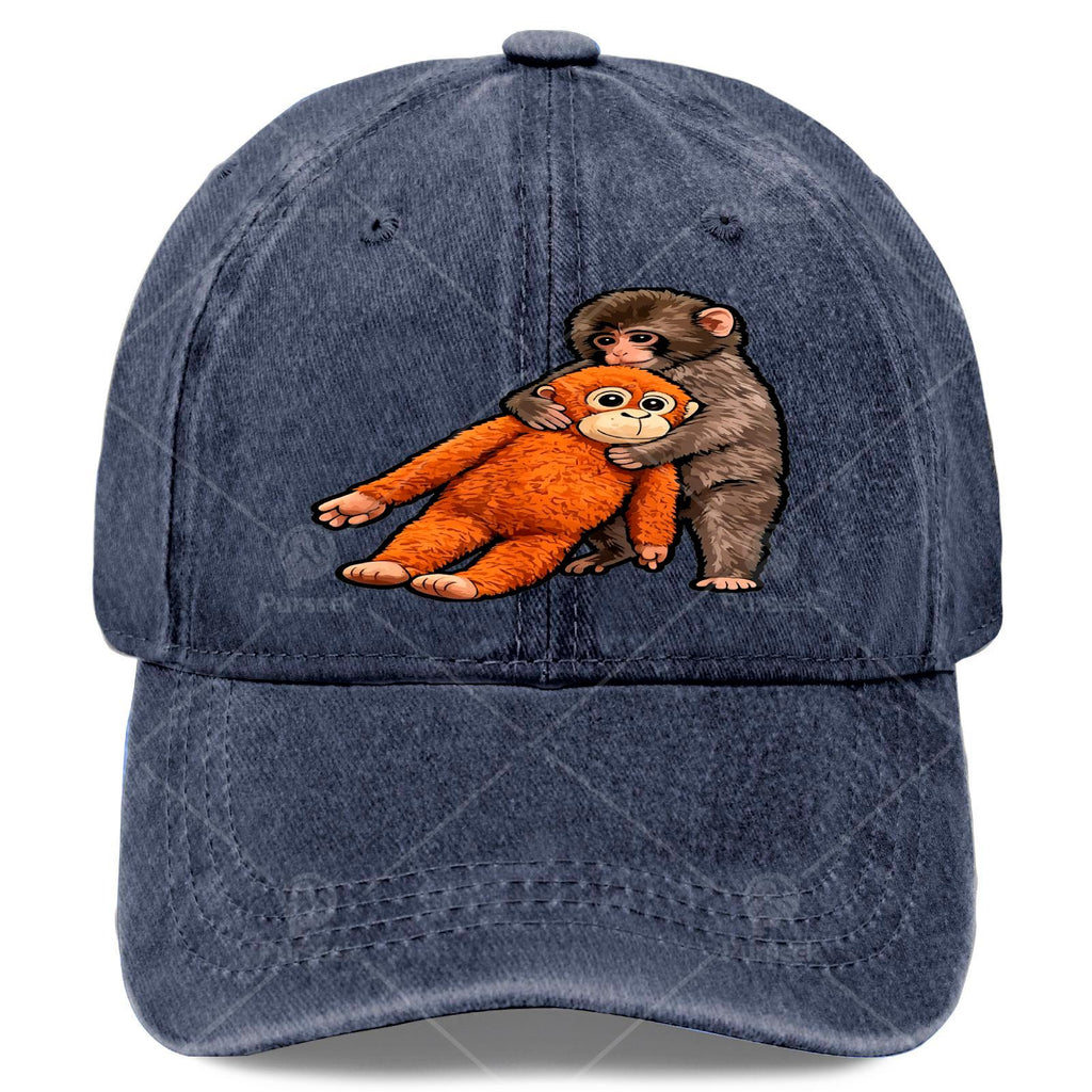 Babys Viral Monkey Punchs Hugging Baseball Hat Unisex Cool Washed Distressed