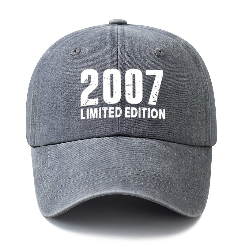 A 2007 LIMITED EDITION Unisex Fashionable and Versatile Printed Baseball Cap, Featuring a Classic Vintage Washed Outdoor Lightweight Curved Brim. This Trucker Baseball Cap Is Suitable for Casual Occasions Such as Outdoor Vacations