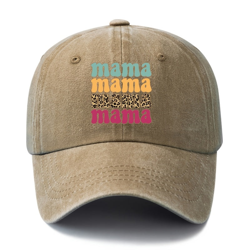 Unisex Fashion Versatile Printed Mama Cartoon Letter Baseball Cap, Classic Retro Washed Outdoor Lightweight Curved Brim Hat, Trucker Cap, Suitable for Outdoor Vacation Travel Camping And Casual Occasions, Holiday Party Hip-Hop Hat