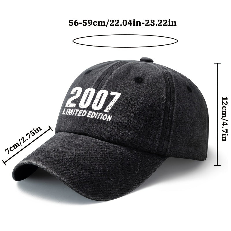 A 2007 LIMITED EDITION Unisex Fashionable and Versatile Printed Baseball Cap, Featuring a Classic Vintage Washed Outdoor Lightweight Curved Brim. This Trucker Baseball Cap Is Suitable for Casual Occasions Such as Outdoor Vacations
