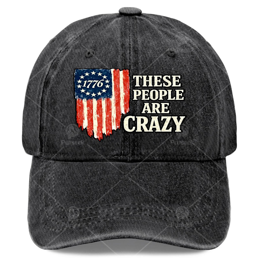 Funny "These People Are Crazy" Baseball Cap, Unisex, Cool Washed Vintage Baseball Cap