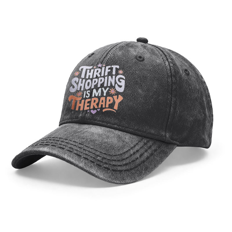 1pc Vintage Washed Unisex Baseball Caps, Thrift Shopping Is My, Retro Floral& Heart Design Print Pattern, Adjustable, Suitable for Outdoor Activities And Casual Wear, Gifts for Men And Women, Friends
