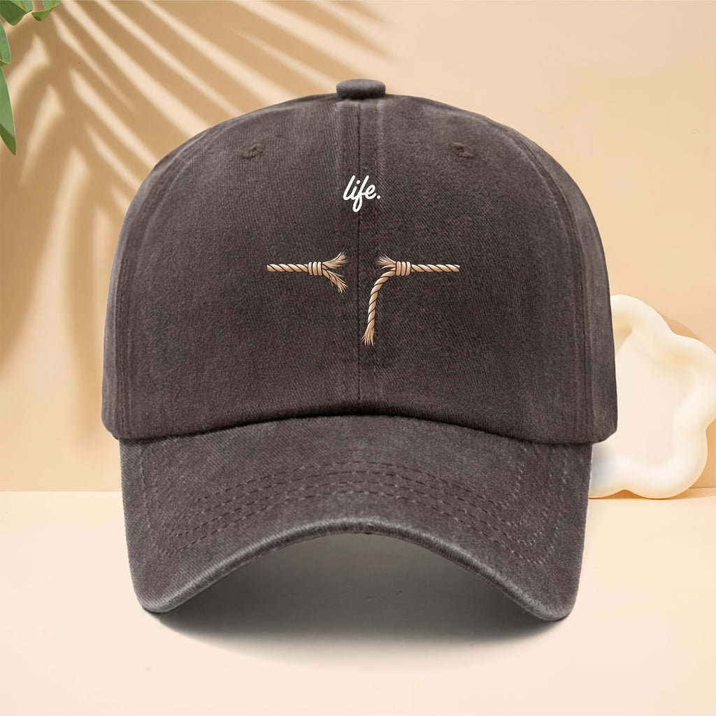 Men' & Women' Adjustable Snapback Cap with Life Knot - Modern Minimalist Curved Brim Trucker Hat, Soft Top Suitable for Walking, Parties, Travel, Casual Wear - Unisex for All- Outdoor, Hip-Hop, and Daily Use (Neutral Style)