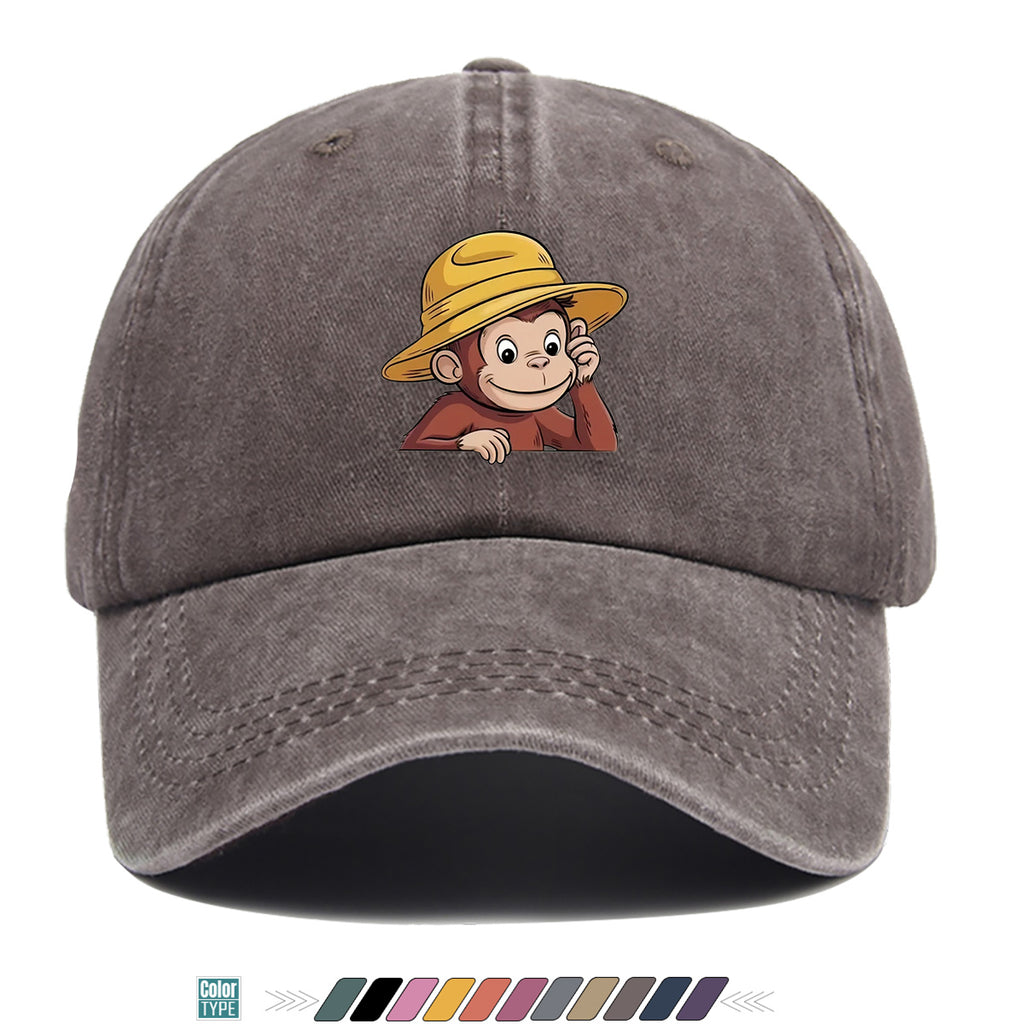 1pc 1pcs Monkey Print Baseball Cap with Straw Hat - Adjustable Snapback, Breathable Sun Hat Suitable for Outdoor, Travel, Birthday Parties, Unisex for Men & Women, for Parents, Gift, Casual Cap for Park Picnic, Festival Gift