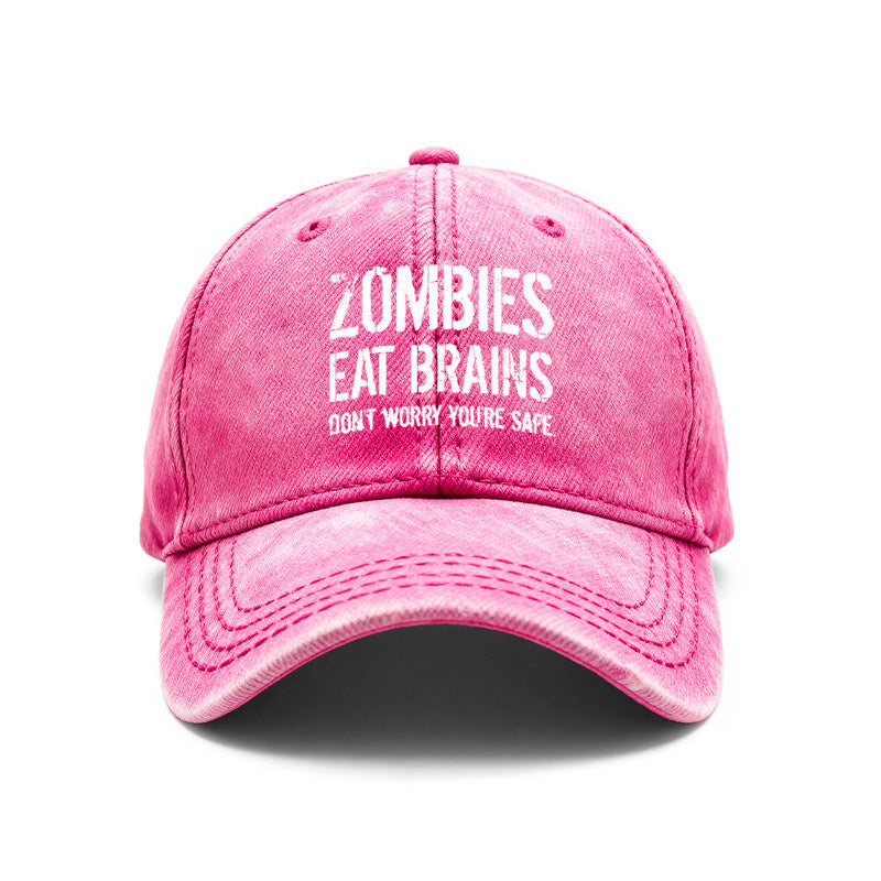 1pc Retro Distressed Unisex Baseball Hats, Zombies Consume Brains, Don'T Panic, You'Re Secure. Design Print Motif, Adjustable, Ideal for Outdoor Activities And Casual Attire, Presents for Both Men And Women, Friends
