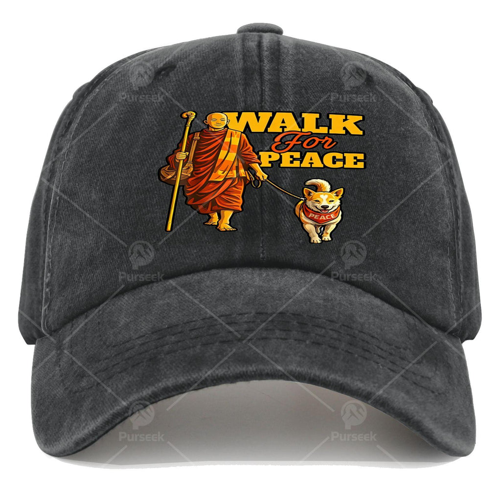 Peace Walking Monks and Aloka Dog Walk for Peace Baseball Hat Unisex Aesthetic