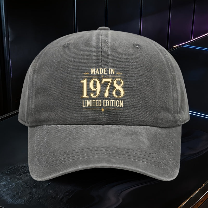 1 Adjustable Baseball Cap, Limited Edition 1978 Design, Lightweight Polyester Fiber Printed, Suitable for Outdoor Sports And Camping Enthusiasts, Fashion Couple Hat, Golf Hat, Trucker Hat, Trendy Baseball Cap, Youthful Wear