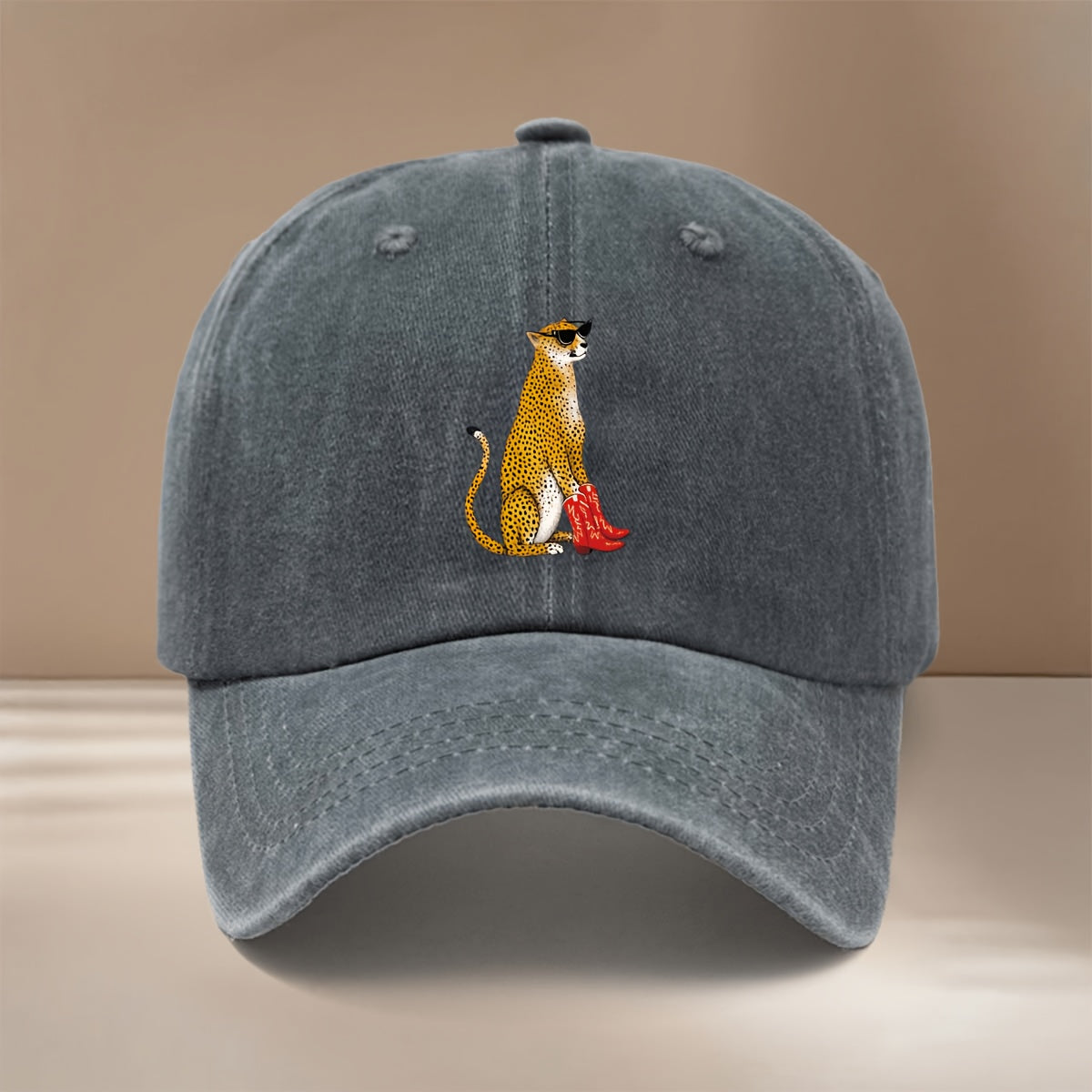 This Is a Stylish And Comfortable Baseball Cap Featuring a Red High-Heeled Leopard Design. It'S Adjustable in Size, Suitable for Both Men And Women, Perfect for Truck Drivers. Ideal for Outdoor Sports, Gatherings, And Camping