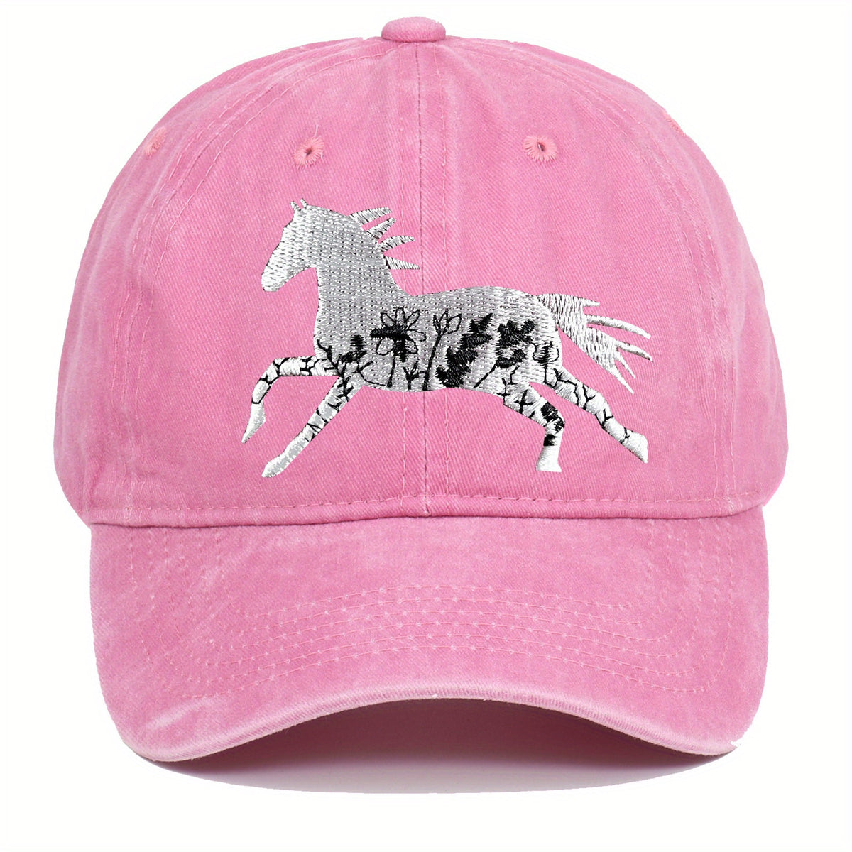 Unisex Adjustable Baseball Cap with Retro Running Horse Design, a Summer Must-Have
