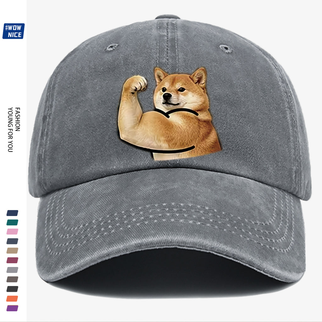 1pc Shiba Inu Muscle Arm Fun Print Baseball Cap Unisex Same Style Slimming Fashion Adjustable Size Street Trend Hat Daily Casual Hat Outdoor Hiking Hat Travel Outing Hat Party Styling Hat Versatile Duckbill Hat Festival Birthday Gift Ideal Choice Fo