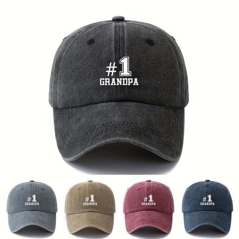 MAKEFGE #1 Grandpa Baseball Cap - Vintage Washed Truck Driver Hat, Lightweight Dad Grandpa Gift for Father's Day, Birthday - Available in Black, Brown, Maroon, Navy - Outdoor Camping, Travel, Everyday Casual Hat.woven Fabric.