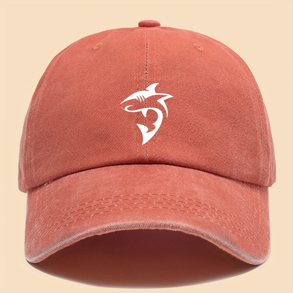 1 Unisex Ocean Theme Baseball Cap with White Shark Graphic Print - Breathable Adjustable Dad Hat for Skateboarding, Hiking, Fishing | Fashion Couple Outdoor Additions, Perfect Gift for Birthdays, Christmas, Halloween, Thanksgiving (Black)