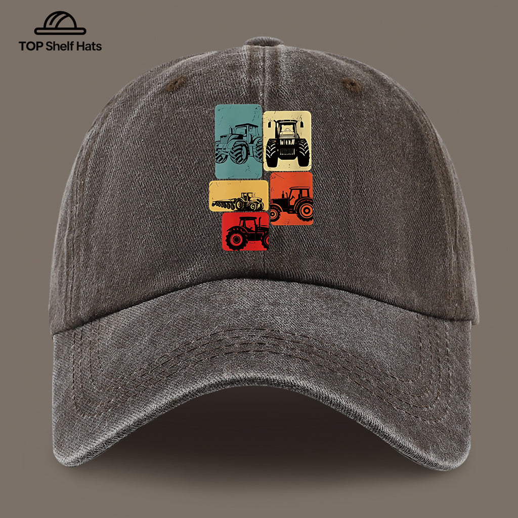 1pc 1pcs Vintage Tractor Print Baseball Cap - Adjustable Unisex & Suitable for Outdoor Sports, Fishing, Beach Vacations - Lightweight Breathable Retro Tractor Hat for Men & Women, Ideal, Easter, Daily Wear