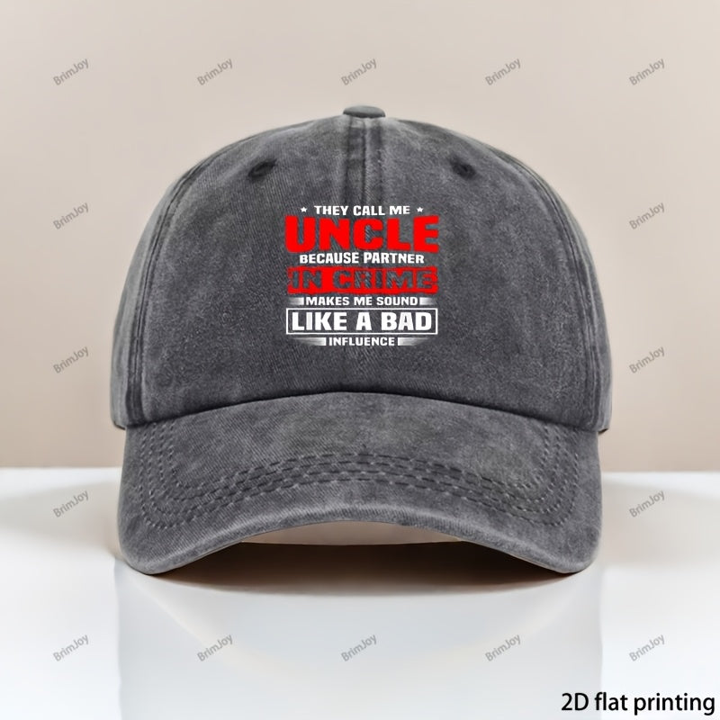 1 Vintage Baseball Cap | Adjustable, Unisex, Ideal for Outdoor Activities, \"Favorite Uncle\" Letter Print Pattern, Best Choice for Gift, Polyester, Mixed Color, Woven, Hand Wash
