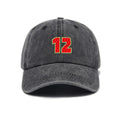 1 Washed Distressed Printed Baseball Cap for Adults, Simple Number 12 Print, Washed Distressed Soft Top Sun Baseball Cap, Unisex Versatile Baseball Cap