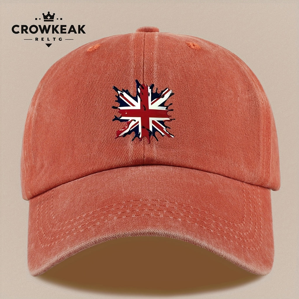 A Lightweight And Breathable Baseball Cap Featuring a "Union Jack" Pattern, Suitable for Both Men And Women. This Vintage-Style Dad Hat Is Adjustable And Perfect for Outdoor Activities Like Truck Driving, Graduation, Beach Outings, Sports, Hiking