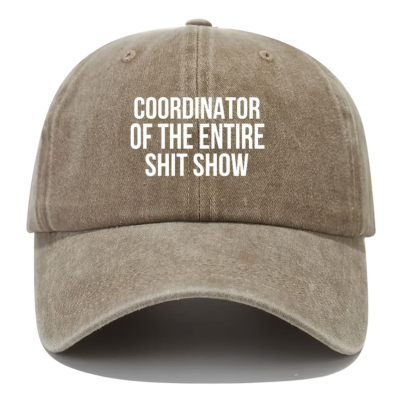 Adjustable Lightweight Baseball Cap with Show Coordinator Print, Sun Protection, Cotton, Hand Wash Only