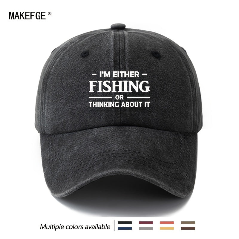 A Unisex Fashionable and Versatile Printed FISHING Baseball Cap, Featuring a Classic Vintage Washed Outdoor Lightweight Curved-brim Design. Suitable for Casual Occasions Such as Outdoor Vacations, Travel, and Camping. Also Works as a Hip-hop Hat