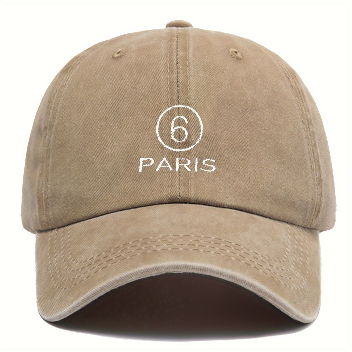 MM Style "Paris" Number ⑦ Baseball Cap Solid Color Easy Paris Embroidery Number 6 Fashion Curved Brim Hat Universal for All Seasons Men And Women Adjustable Size Comfortable And Breathable