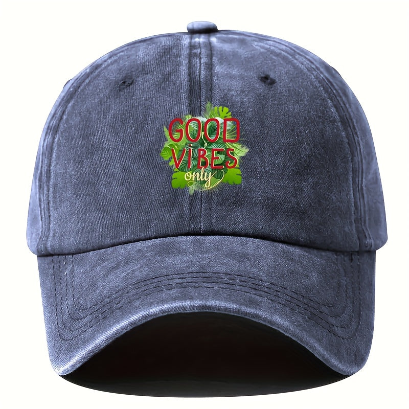 Unisex Baseball Cap, Vintage Printed Baseball Cap - Black Washed with White Lettering, Distressed Dad Hat, Adjustable And Suitable for Outdoor, Fishing, And Casual Wear, Fishing Cap Vintage Baseball Cap with Washed Fabric