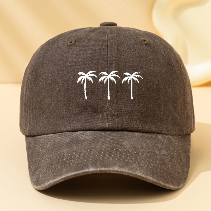 Summer New Trendy Brand Coconut Tree Print Baseball Cap Men's Casual Versatile Duckbill Cap Breathable Outdoor Sports Cap Father's Day Gift for Dad Husband Practical Goodies