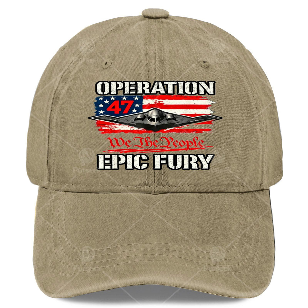Unisex Vintage Washed Baseball Featuring The American Flag And Epic Fury Designs