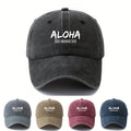 MAKEFGE Unisex Baseball Cap - Lightweight Vintage Washed Trucker Hat with Bold ALOHA Lettering, Curved Brim for Outdoor, Hawaii Vacation, Camping - Available in Black, Brown, Burgundy, Navy - Men & Women, Travel Accessory, Retro Fashion