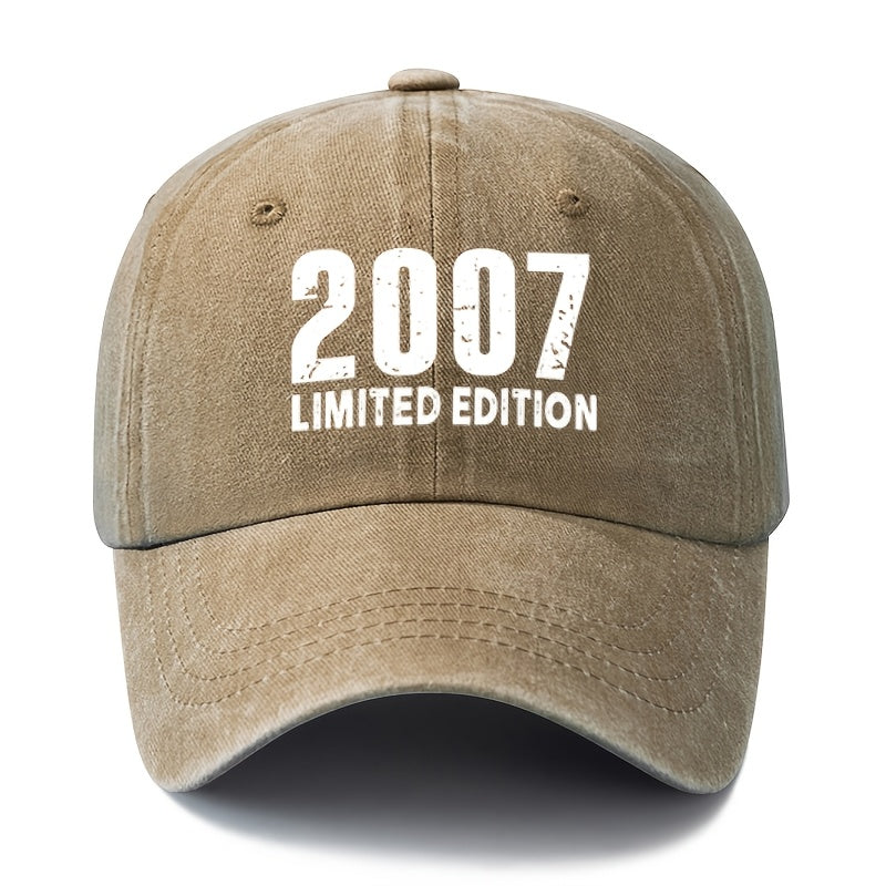 A 2007 LIMITED EDITION Unisex Fashionable and Versatile Printed Baseball Cap, Featuring a Classic Vintage Washed Outdoor Lightweight Curved Brim. This Trucker Baseball Cap Is Suitable for Casual Occasions Such as Outdoor Vacations
