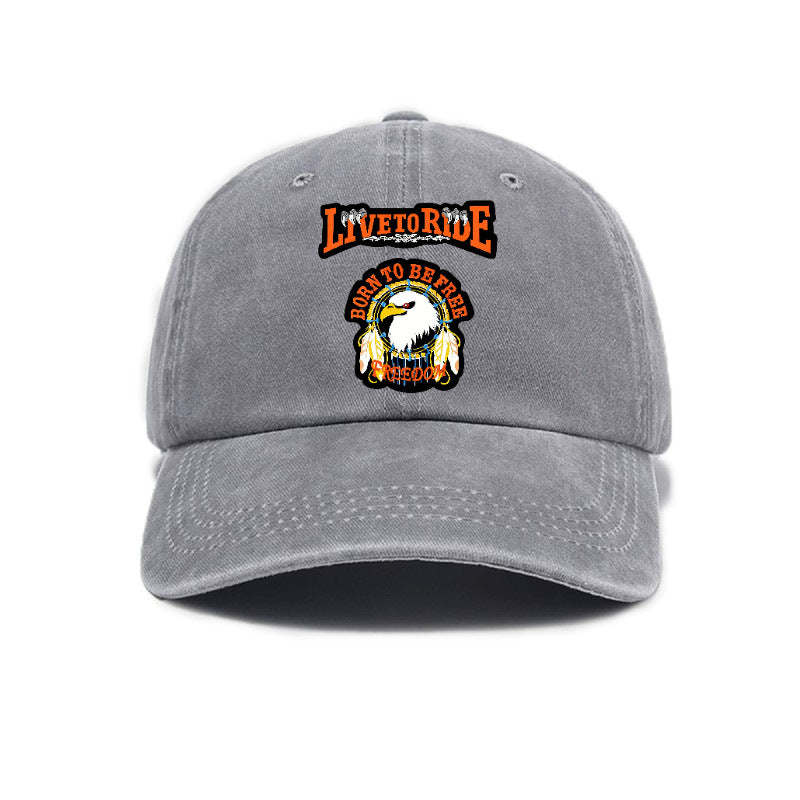 Fashionable and Versatile, This Printed Washed Distressed Soft-top Sun- Baseball Cap Is Designed for Cycling and Is Unisex
