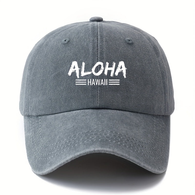 MAKEFGE Unisex Baseball Cap - Lightweight Vintage Washed Trucker Hat with Bold ALOHA Lettering, Curved Brim for Outdoor, Hawaii Vacation, Camping - Available in Black, Brown, Burgundy, Navy - Men & Women, Travel Accessory, Retro Fashion