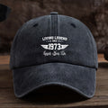Men'S Black Baseball Cap Featuring a Print That Says 'Living Legend Since 1972.83inch' - a Fashionable Black Duckbill Hat Suitable for Outdoor Activities, Machine Washable, Made of Polyester