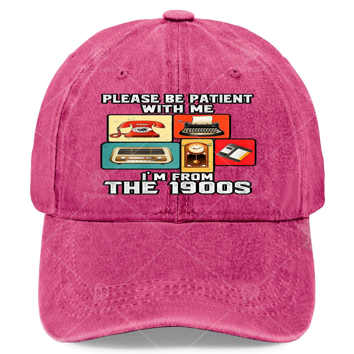 Retro Baseball Cap Suitable for Men & Women - Vintage 1900s Unisex Adjustable Pull-String Hat with Iconic "Please Bear with Me" Print, Machine Washable for Themed Parties, Casual Attire & Nostalgic Gifts