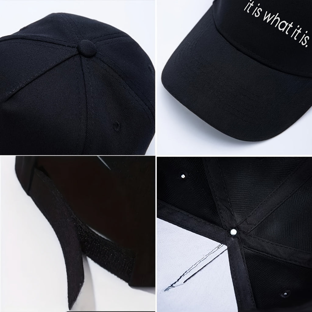 A Neutral Style "Let It Be" Baseball Cap, Adjustable Flat-brim Cap with a Simple and Calm Quote, Is an Excellent Gift for Those Who Appreciate a Leisurely, No-nonsense Atmosphere. It's a Casual and Easy-to-understand Statement Cap, Perfect for Lazy D