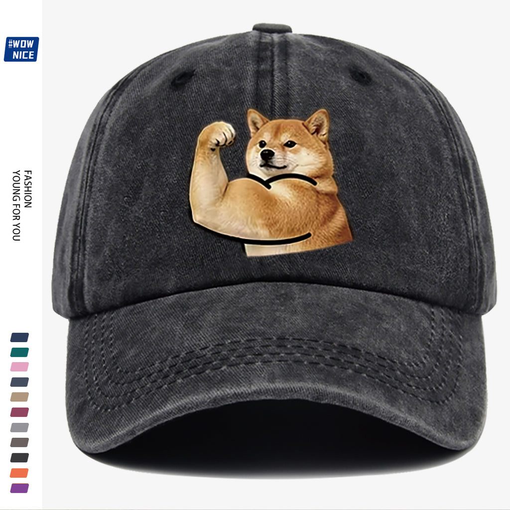 1pc Shiba Inu Muscle Arm Fun Print Baseball Cap Unisex Same Style Slimming Fashion Adjustable Size Street Trend Hat Daily Casual Hat Outdoor Hiking Hat Travel Outing Hat Party Styling Hat Versatile Duckbill Hat Festival Birthday Gift Ideal Choice Fo
