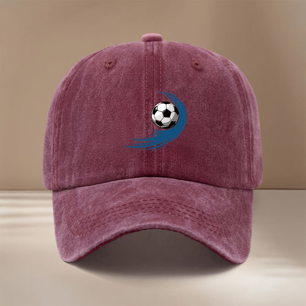 This Is a Baseball Cap with a Football Pattern Featuring Blue Swirling Lines. It's a Unisex, Adjustable-size Casual Hat Suitable for All Seasons. The Trendy, Lightweight Snapback Is Perfect for Outdoor Sports, Gatherings, Camping, and as a  Fashion