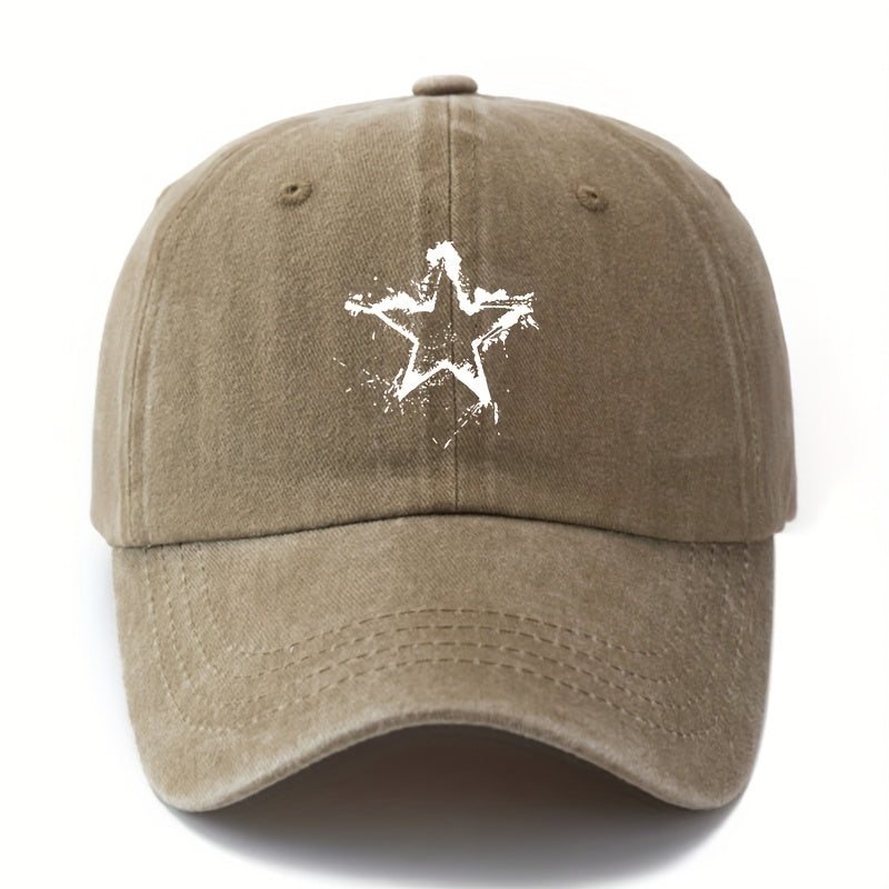 A Unisex Baseball Cap with a Printed Five-star Pattern, Adjustable Size, Lightweight and Sun-protective for Outdoor Use, Suitable for Truckers, Outdoor Activities, Camping, Vacations, and Casual Occasions.