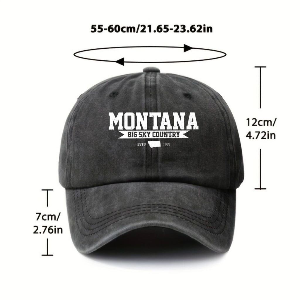 Montana Travel Inspired Big Sky Country Text Design Summer Breathable Universal Trucker Hat Men's Outdoor Fishing Sun Hat Women's Sports Running Printed Baseball Cap Trendy