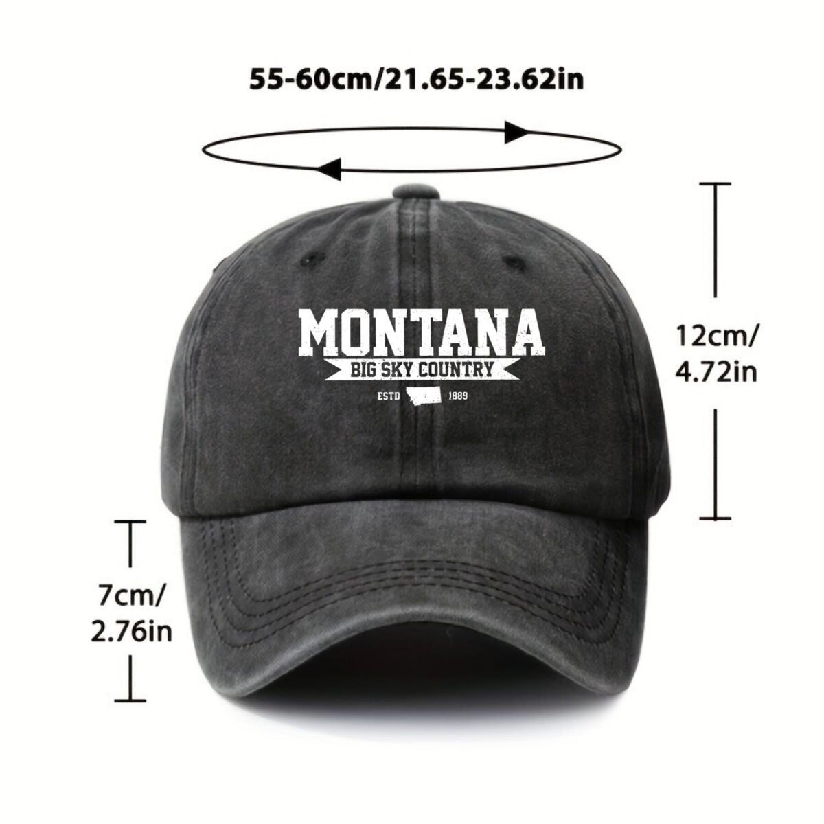 Montana Travel Inspired Big Sky Country Text Design Summer Breathable Universal Trucker Hat Men's Outdoor Fishing Sun Hat Women's Sports Running Printed Baseball Cap Trendy