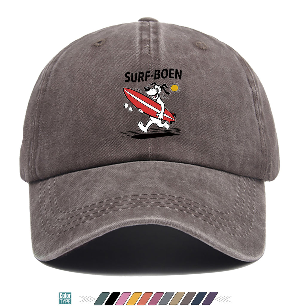 1pc Surfing Dog Fun Print Baseball Cap, Comfortable Breathable Sun Hat, Fashionable Individual Aesthetic Unisex Cap, Adjustable Size Casual Street Hat, Beach Vacation Hat, Suitable for Surfing, Beach, Vacation, Party, Outdoor Sports