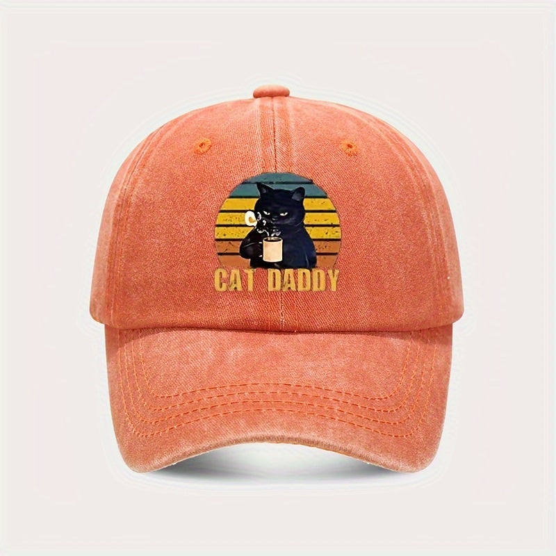 COFFE CAT DADDY Rainbow Pattern Print Adjustable Washed Men'S Baseball Cap Outdoor Fishing Dad Hat